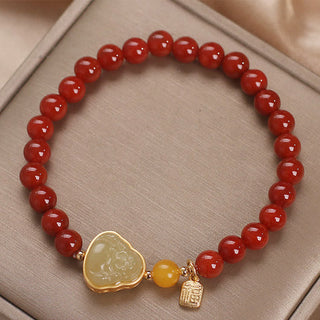 Buddha Gift Laughing Buddha Red Agate Jade Confidence Bracelet