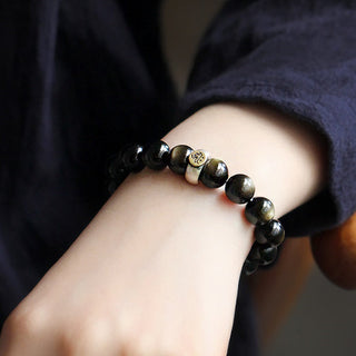Buddha Gift Chinese Zodiac Natal Buddha Obsidian Purification Bracelet