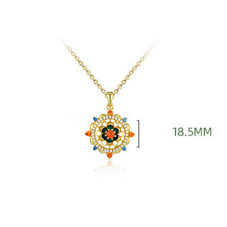 Buddha Gift 925 Sterling Silver Lotus Flower Colorful Zircon New Beginning Necklace Pendant