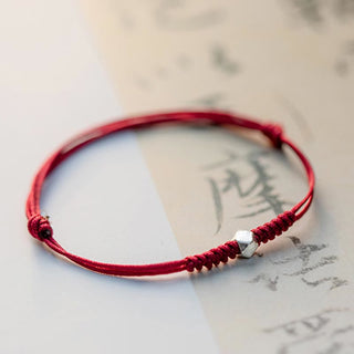 Buddha Gift 925 Sterling Silver Luck Bead Protection Red String Braided Bracelet
