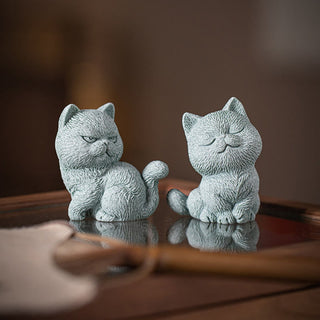 Buddha Gift Small Cat Home Tea Pet Figurine Desk Decoration