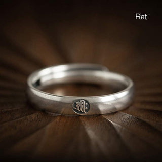 Buddha Gift 925 Sterling Silver Chinese Zodiac Natal Buddha Blessing Couple Ring