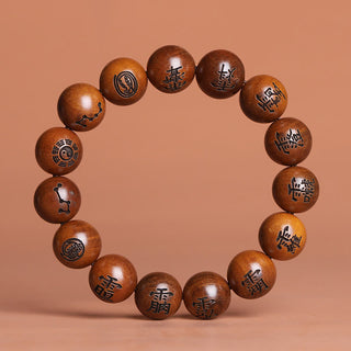Buddha Gift Lightning Struck Jujube Wood Yin Yang Bagua Taoist Taboo Characters Engraved Protection Bracelet