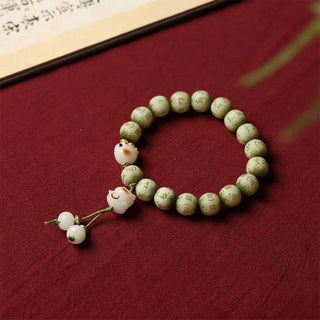 Buddha Gift Green Bodhi Seed Cat Paw Om Mani Padme Hum Engraved Wisdom Bracelet