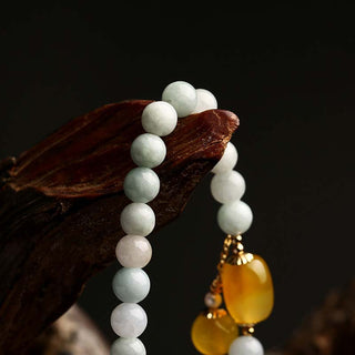 Buddha Gift Natural White Jade Agate Protection Bracelet