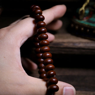 Buddha Gift Natural Tibet 108 Mala Beads Purple Bodhi Seed Three-eyed Dzi Bead Copper Dorje Harmony Bracelet