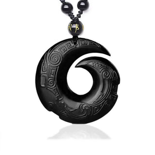 Buddha Gift Natural Black Obsidian Ice Obsidian Strength Necklace Pendant