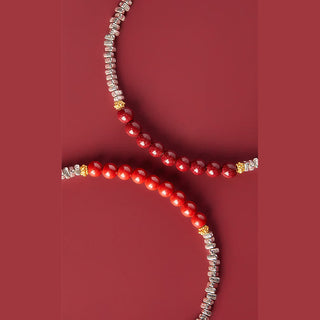 Buddha Gift 925 Sterling Silver Cinnabar Fu Character Blessing Bracelet