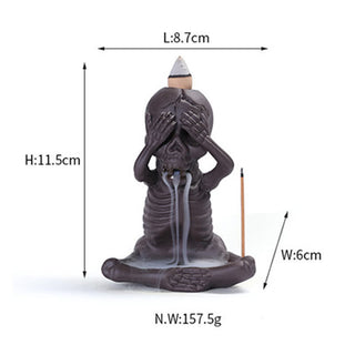Buddha Gift Little Skull Ghost Purple Clay Backflow Smoke Fountain Peace Incense Burner Decoration