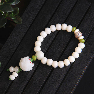 Buddha Gift Lotus Natural White Bodhi Seed Luck Bracelet
