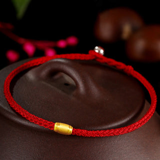 Buddha Gift 999 Gold Lucky Bead Eight Thread Peace Knot Red Rope Bracelet