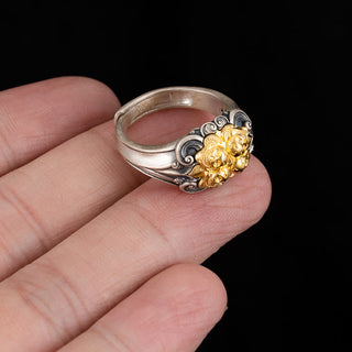 Buddha Gift 925 Sterling Silver Tibetan Skull Protection Adjustable Ring