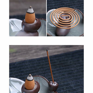 Buddha Gift Lotus Plum Blossom Square Ceramic Spiritual Backflow Incense Burner