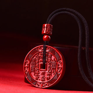 Buddha Gift Natural Cinnabar Mountain Ghosts Spend Money Bagua Blessing Necklace Pendant Key Chain