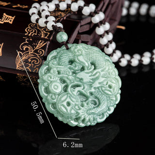 Buddha Gift Chinese Zodiac Dragon Jade Fortune Necklace String Pendant