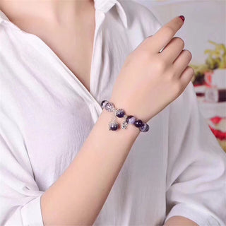 Buddha Gift 925 Sterling Silver Natural Amethyst Healing Feet Love Heart Charm Bracelet