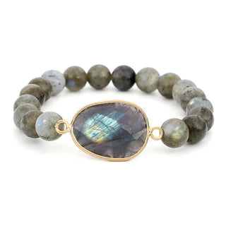 Buddha Gift Natural Labradorite Moonstone Support Healing Beaded Bracelet