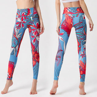 Buddha Gift Colorful Flower Petal Leaves Print Sports Exercise Fitness High Waist Leggings Women's Yoga Pants
