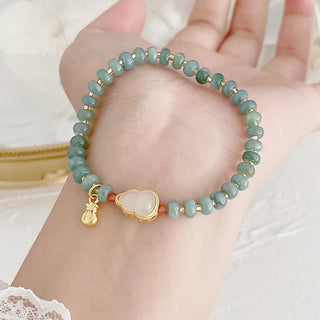 Buddha Gift Natural Hetian Jade Pearl Peace Buckle Fu Character Gourd Money Bag Strawberry Quartz PiXiu Luck Bracelet