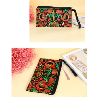 Buddha Gift Dragon Butterfly Cosmos Flower Embroidery Wallet Shopping Purse