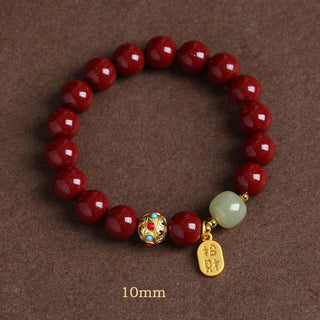 Buddha Gift Cinnabar Green Aventurine Fortune Protection Charm Bracelet