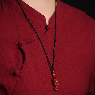Buddha Gift Chinese Zodiac Natal Buddha Natural Cinnabar Amulet Keep Away Evil Spirits Necklace Pendant