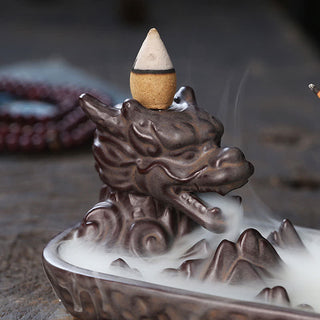 Buddha Gift Dragon Mountain Strength Ceramic Incense Burner Decoration