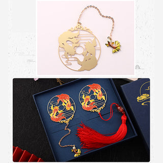 Buddha Gift Gold Koi Fish Metal Brass Hollow Bookmark