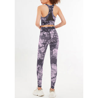Buddha Gift 2Pcs Floral Flowers Print Crop Tank Top Pants Sports Gym Outfits Fitness Yoga Women's Yoga Sets