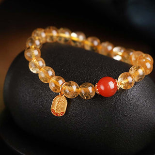 Buddha Gift Citrine Red Agate Fortune Charm Bracelet