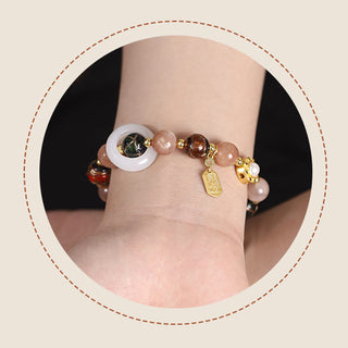 Buddha Gift Tibetan Incense Ash Liuli Glass Tridacna Stone Sun Stone Om Mani Padme Hum Prayer Wheel Charm Bracelet