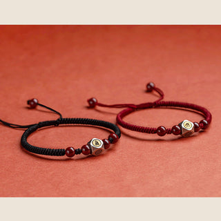 Buddha Gift 925 Sterling Silver Chinese Zodiac Natal Buddha Cinnabar Calm Bracelet