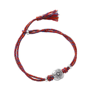 Buddha Gift 999 Sterling Silver Persimmon Luck Multicolored Braided Bracelet