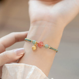 Buddha Gift Red Agate Jade Lotus Confidence Calm String Bracelet