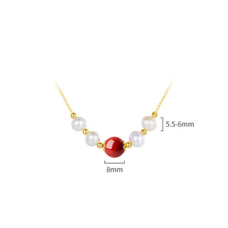 Buddha Gift 925 Sterling Silver Pearl Cinnabar Sincerity Healing Bead Chain Necklace Pendant