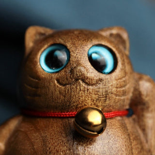 Buddha Gift Mini Lucky Cat Kitten Phoebe Zhennan Wood Blessing Decoration