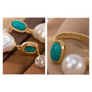 Buddha Gift 925 Sterling Silver Pearl Turquoise Healing Ring Earrings Necklace Pendant