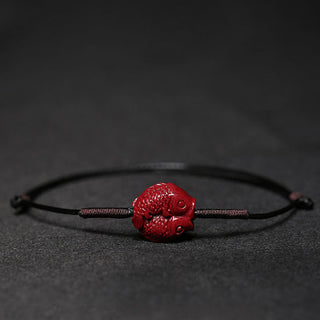 Buddha Gift Handmade Plum Blossom Four Leaf Clover PiXiu Lotus Koi Fish Cinnabar Blessing Braid Bracelet