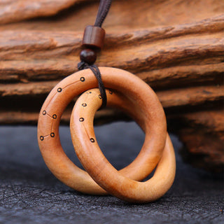 Buddha Gift Jujube Wood Taoist Yin Yang Ring Qiankun Circle Luck Ward Off Evil Spirits Necklace Pendant