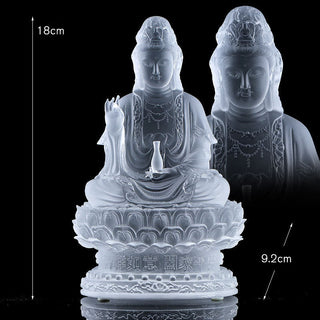 Buddha Gift Kwan Yin Avalokitesvara Handmade Figurine Liuli Crystal Art Piece Wealth Statue Home Offering Decoration