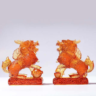 Buddha Gift Feng Shui Kirin Handmade Liuli Crystal Art Piece Fortune Home Office Decoration