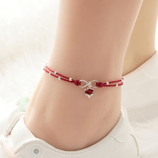Buddha Gift Love Heart Infinity Symbol Braided String Anklet