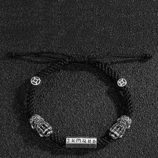 Buddha Gift Double PiXiu Feng Shui Copper Coin Om Mani Padme Hum String Bracelet