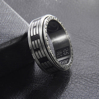 Buddha Gift Bagua Yin Yang Titanium Steel Balance Rotatable Ring