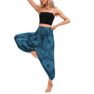 Buddha Gift Casual Loose Round Rose Pattern Harem Trousers Women's Yoga Pants