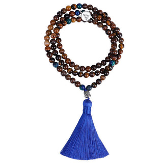 Buddha Gift 108 Mala Beads Tiger Eye Buddha Strength Bracelet Tassel Necklace Pendant