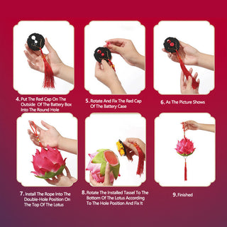 Buddha Gift DIY Lotus Flower Dragon Lantern Tassel Lamp Decoration