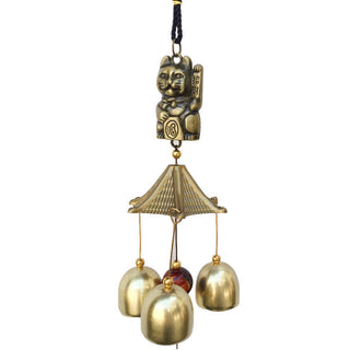 Buddha Gift Auspicious Wealth Cat Wall Hanging Chime Bell Copper Luck Handmade Home Decoration