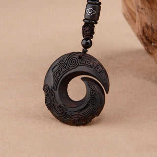 Buddha Gift Small Leaf Red Sandalwood Ebony Wood One's Luck Improves Design Patern Protection Necklace Pendant