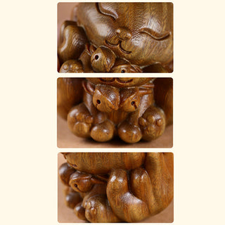 Buddha Gift Mini Nine Tailed Fox Ivory Fruit Sandalwood Green Sandalwood Blessing Decoration